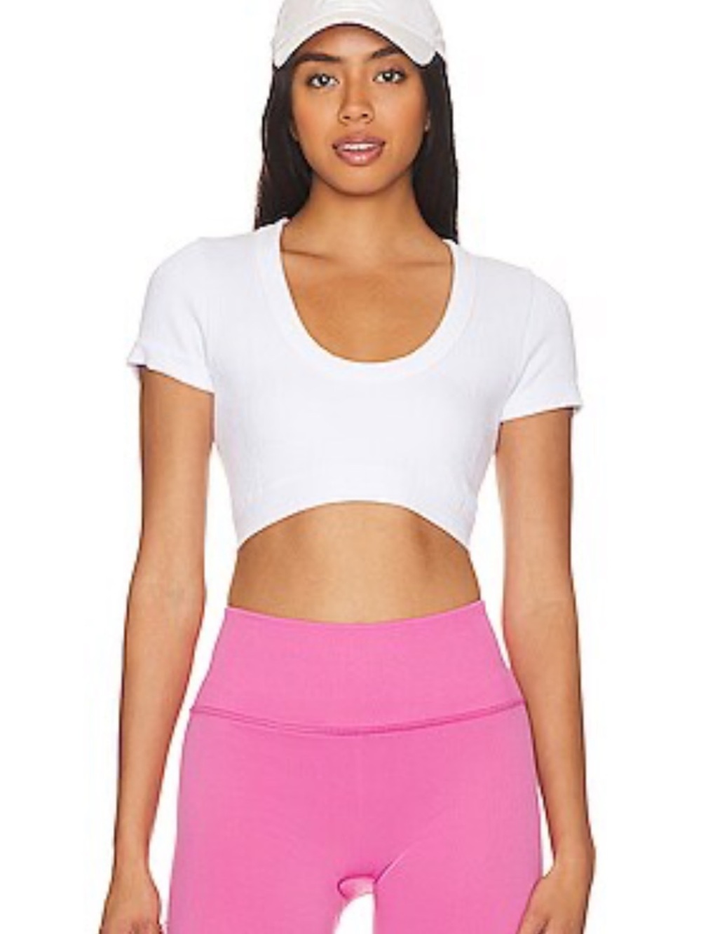 NWT ALO white Serene short sleeve crop top large